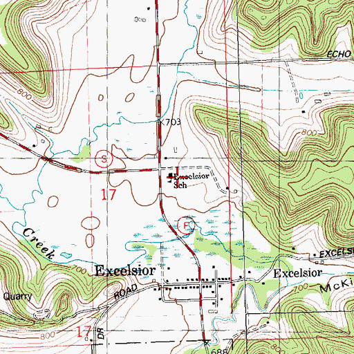 Topographic Map of Excelsior School, WI