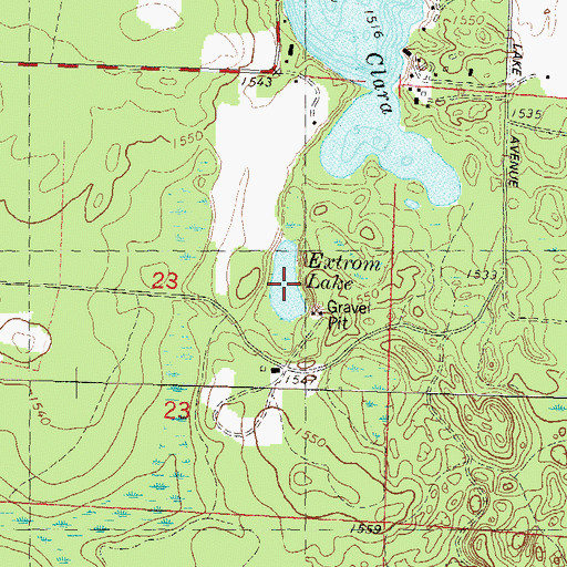 Topographic Map of Extrom Lake, WI