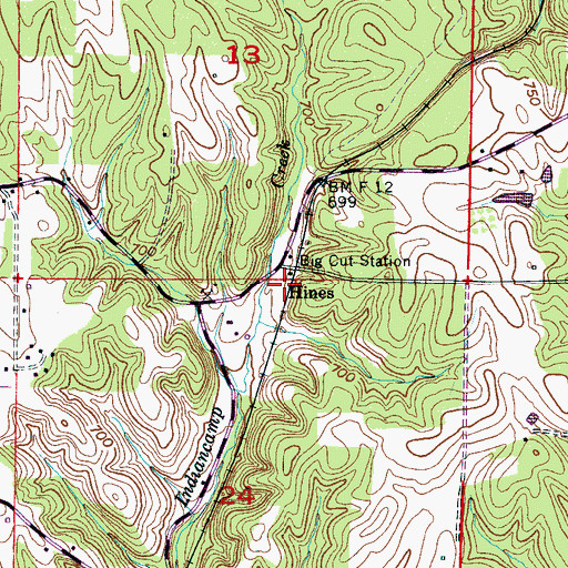 Topographic Map of Hines, AL
