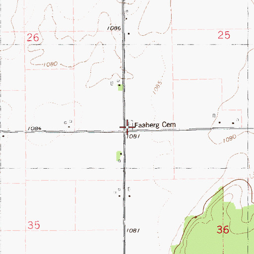 Topographic Map of Faaberg Cemetery, WI