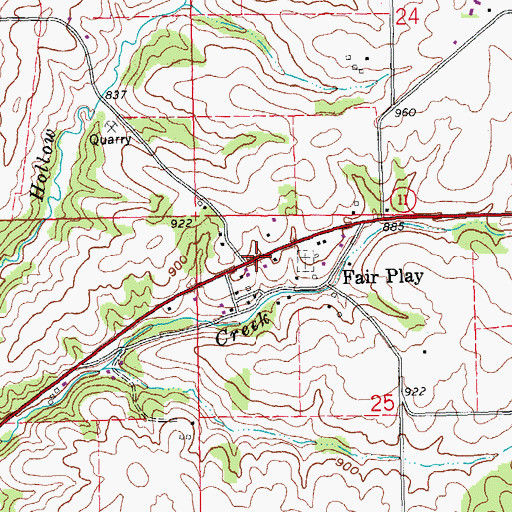 Topographic Map of Fair Play, WI