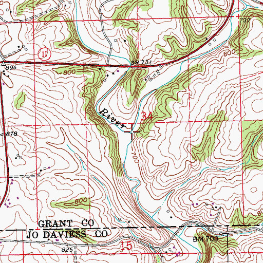 Topographic Map of Fair Play Creek, WI
