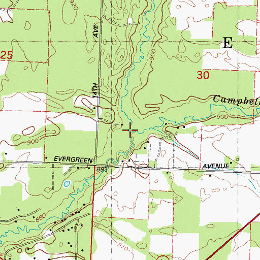 Topographic Map of Fairbanks Creek, WI