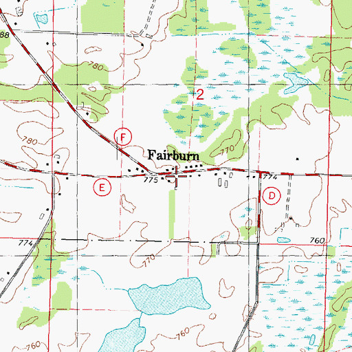 Topographic Map of Fairburn, WI