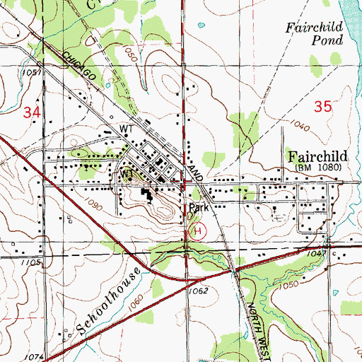 Topographic Map of Fairchild, WI