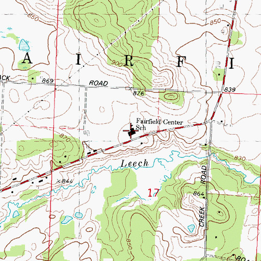 Topographic Map of Fairfield Center Elementary School, WI