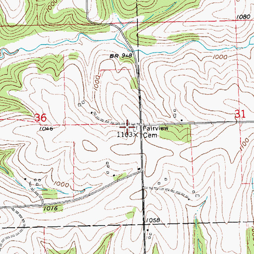 Topographic Map of Fairview Cemetery, WI