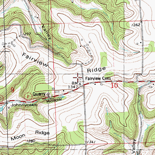 Topographic Map of Fairview Cemetery, WI