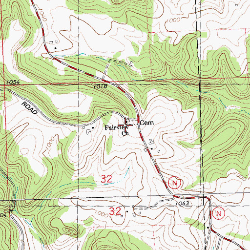 Topographic Map of Fairview Church, WI
