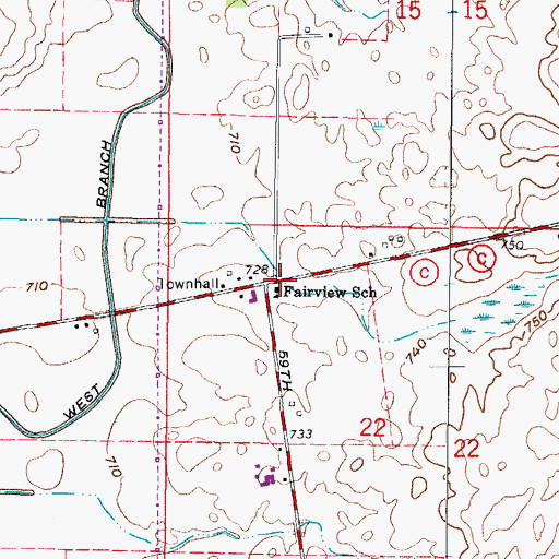 Topographic Map of Fairview School, WI