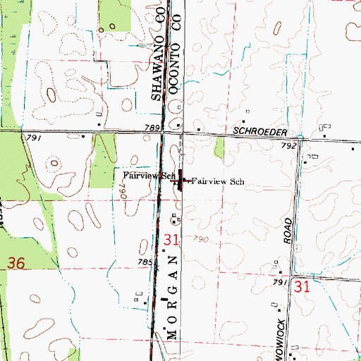 Topographic Map of Fairview Elementary School, WI
