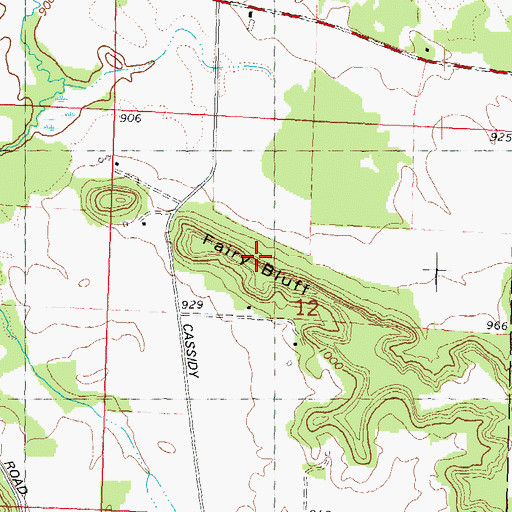 Topographic Map of Fairy Bluff, WI