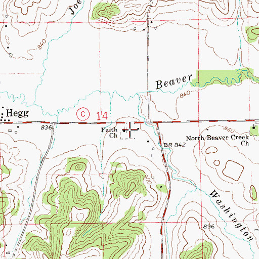 Topographic Map of Faith Lutheran Church, WI