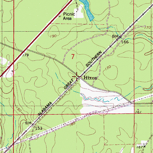 Topographic Map of Hixon, AL