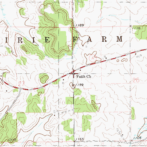 Topographic Map of Faith Church, WI