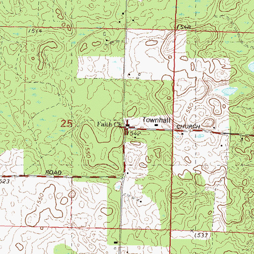 Topographic Map of Faith Church, WI