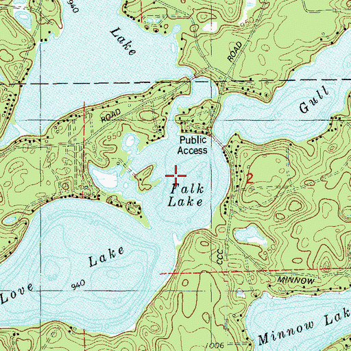 Topographic Map of Falk Lake, WI