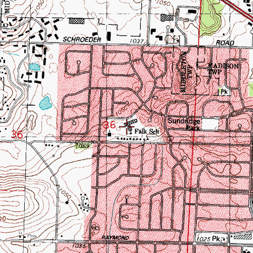 Topographic Map of Falk Elementary School, WI