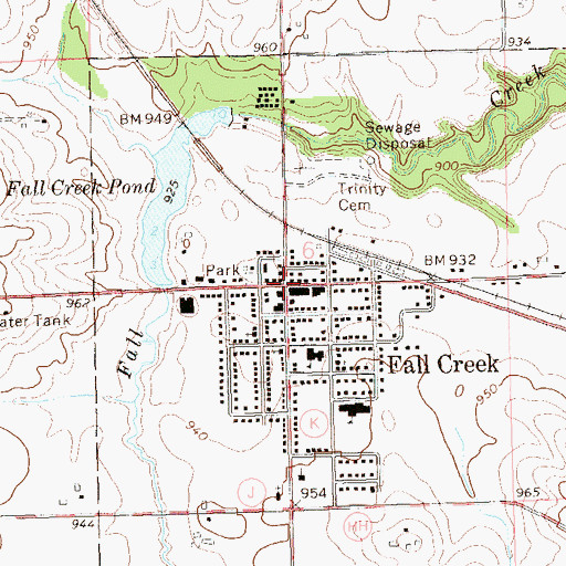 Topographic Map of Fall Creek, WI