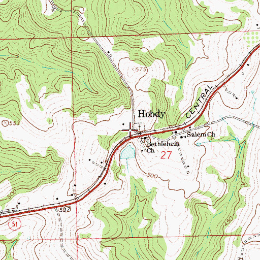 Topographic Map of Hobdy, AL