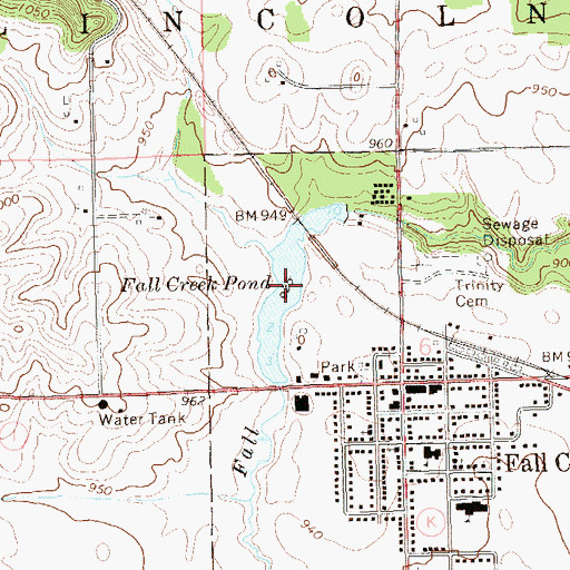 Topographic Map of Fall Creek Pond, WI