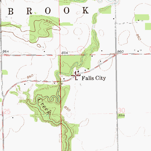 Topographic Map of Falls City, WI