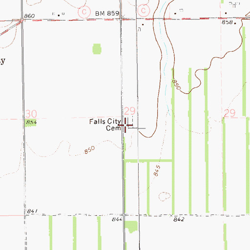 Topographic Map of Falls City Cemetery, WI
