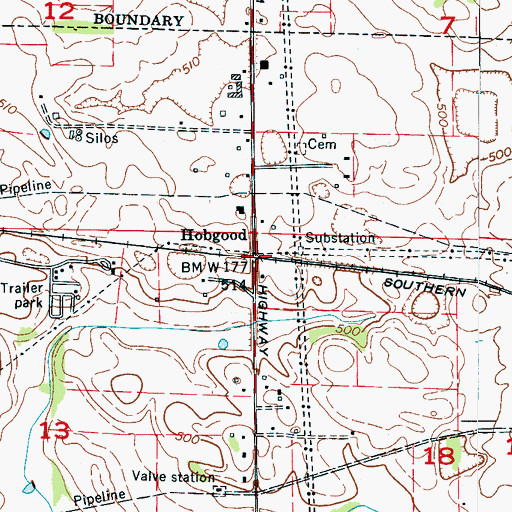 Topographic Map of Hobgood, AL