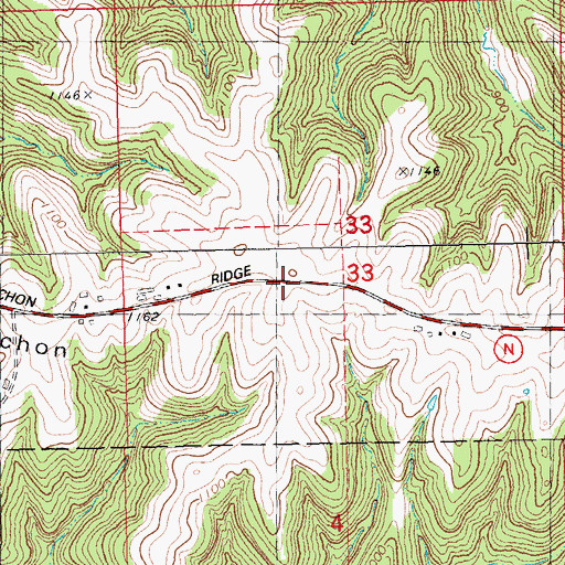 Topographic Map of Famechon Ridge, WI
