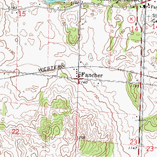 Topographic Map of Fancher, WI