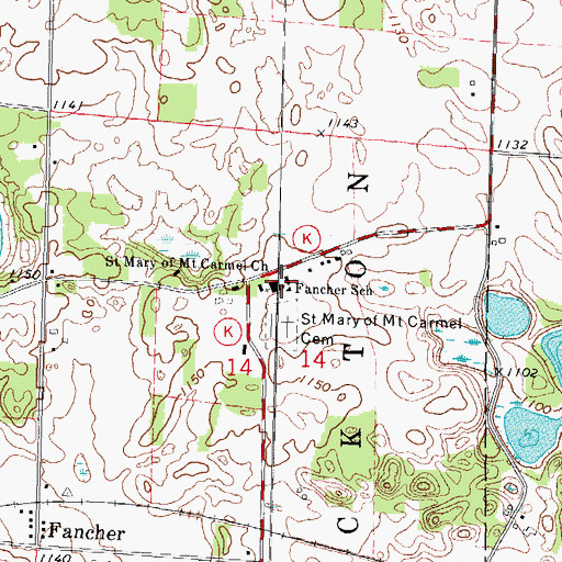 Topographic Map of Fancher School, WI