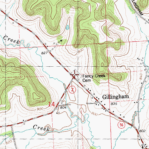 Topographic Map of Fancy Creek Church, WI