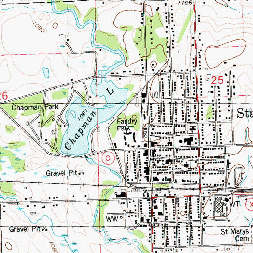 Topographic Map of Fandry Park, WI