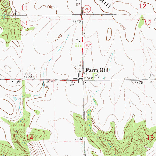 Topographic Map of Farm Hill, WI