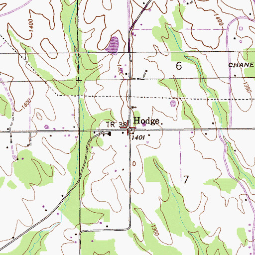 Topographic Map of Hodge, AL