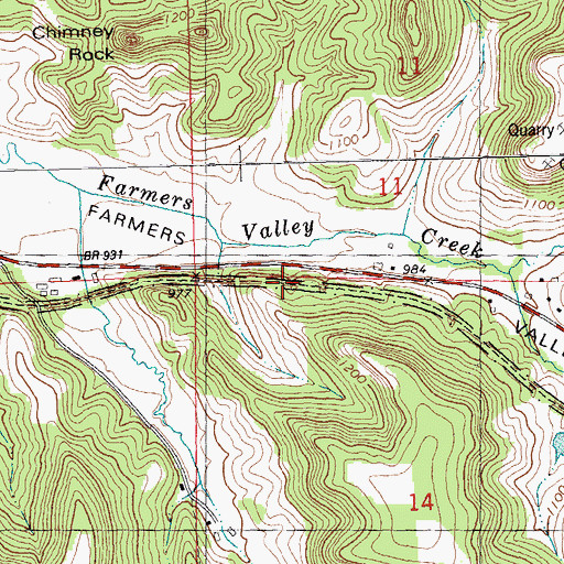 Topographic Map of Farmers Valley School, WI