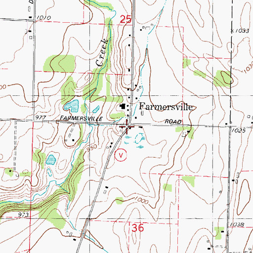 Topographic Map of Farmersville, WI