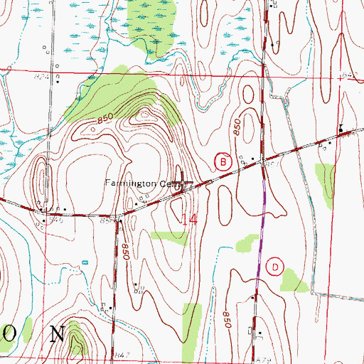Topographic Map of Farmington Cemetery, WI