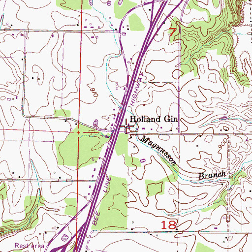 Topographic Map of Holland Gin, AL