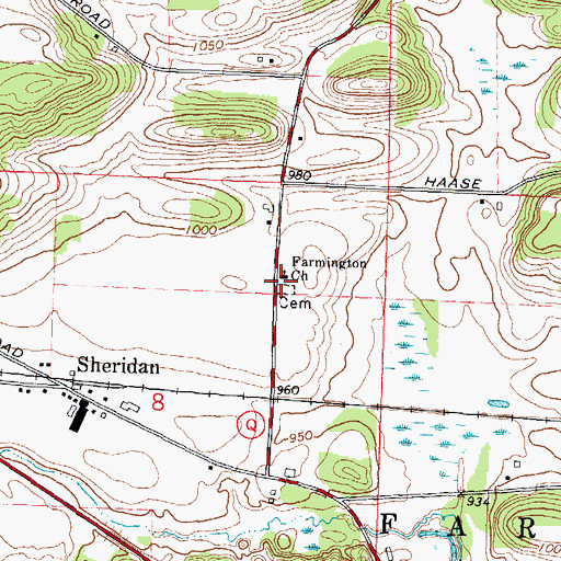 Topographic Map of Farmington Church, WI