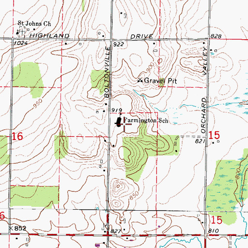 Topographic Map of Farmington Elementary School, WI