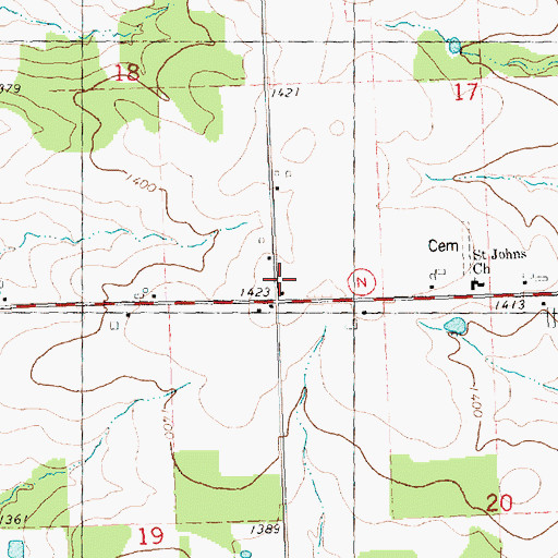 Topographic Map of Farrell School, WI