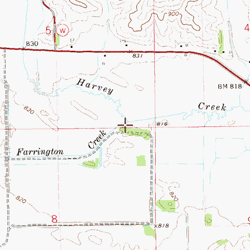 Topographic Map of Farrington Creek, WI