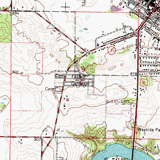 Topographic Map of Fassett Cemetery, WI