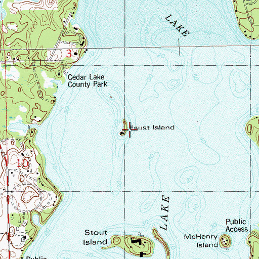 Topographic Map of Faust Island, WI