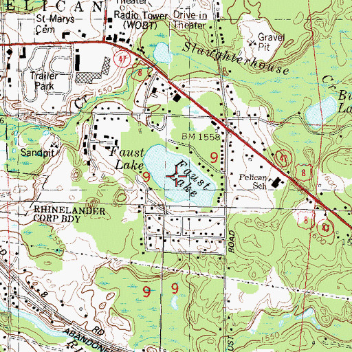 Topographic Map of Faust Lake, WI