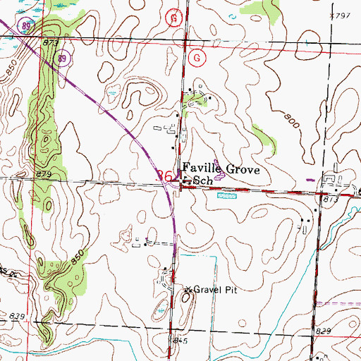 Topographic Map of Faville Grove School, WI