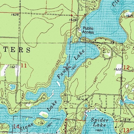 Topographic Map of Fawn Lake, WI