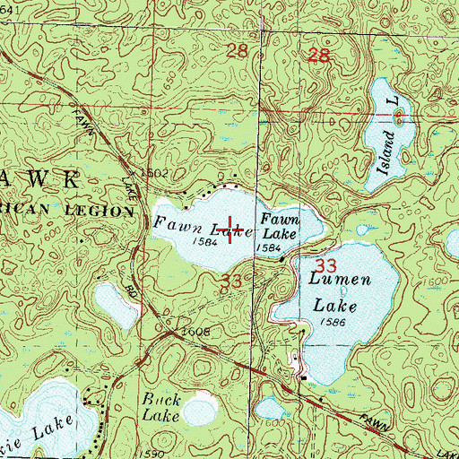 Topographic Map of Fawn Lake, WI