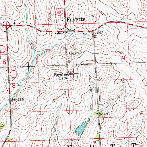 Topographic Map of Fayette Cemetery, WI
